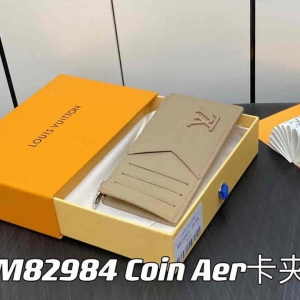 原单lv全皮卡包钱包系列Coin Aer卡夹M82984杏色