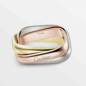 原单高版本香港卡地亚Cartier TRINITY枕形三色环项链戒指