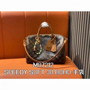 台湾高仿LV鸵鸟 枕头包N87212 当季新款 SPEEDY SOFT 30 BOHO 手袋（鸵鸟） 枕头包speedy系列